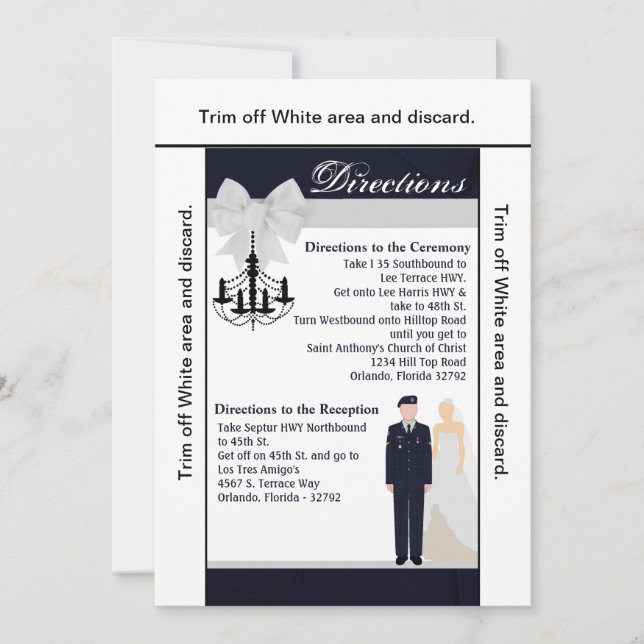 Convites Placa de direção ARMY Blues uniforme ARMY 3.5x6 (Frente)