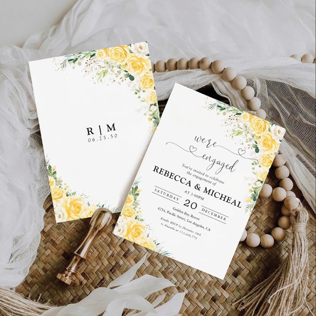 Convites Placa de Espuma de Floral Amarela Elegante para Fe (Criador carregado)