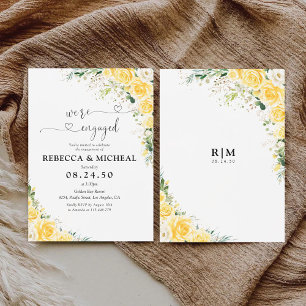 Convites Placa de Espuma de Floral Amarela Elegante para Fe