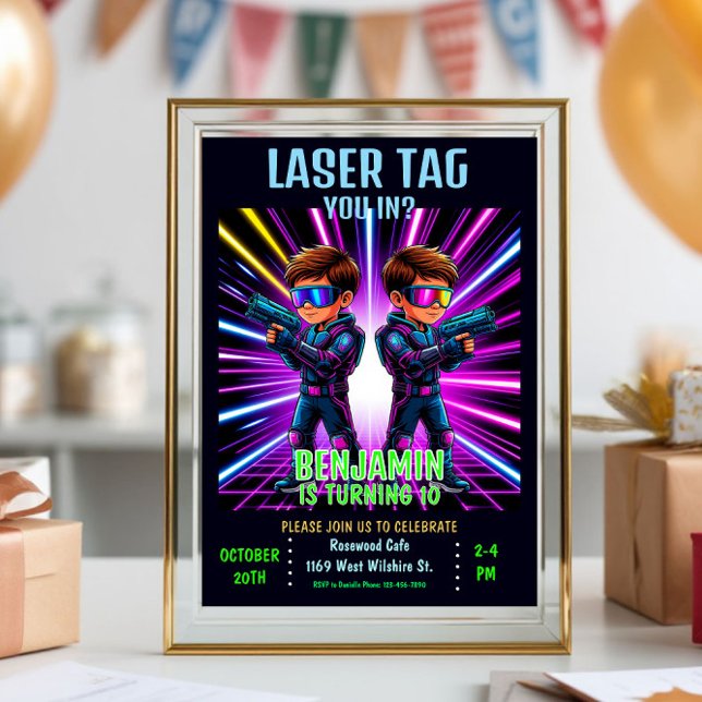 Convites Placa de Festa de aniversário da etiqueta laser pa (Criador carregado)