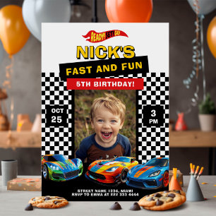 Convites Placa de Festa de aniversário Race Car Photo