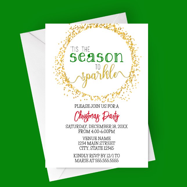 Convites Placa de Festa de Feriado Sparkle (Tis the Season to Sparkle Christmas Party Invitation | Holiday Party Invitation )