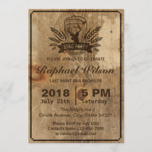 Convites Placa de Festas de Bachelor de Madeira Retro