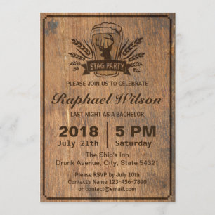Convites Placa de Festas de Bachelor de Madeira Retro