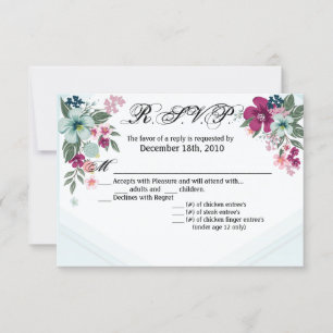 Convites Placa de Flor Tropical 5x3.5 R.S.V.P. no Ombro Azu