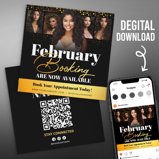 Convites Placa de Folheto Dourada de Cabelo de Foto Moderno (Criador carregado)