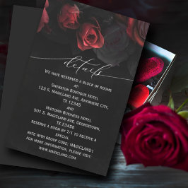 Convites Placa de gabinete Black Red Florals Moody Black