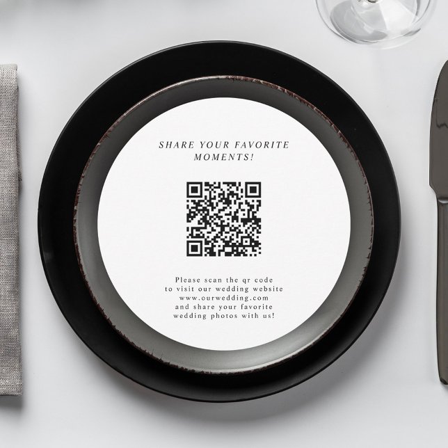 Convites Placa de gabinete de código QR de casamento minima (Unique Minimalist Wedding QR Code Enclosure Card)
