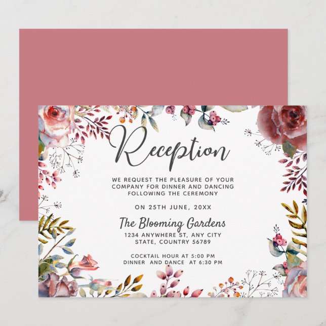 Convites Placa de gabinete de Recepção de casamento flexíve (Frente/Verso)