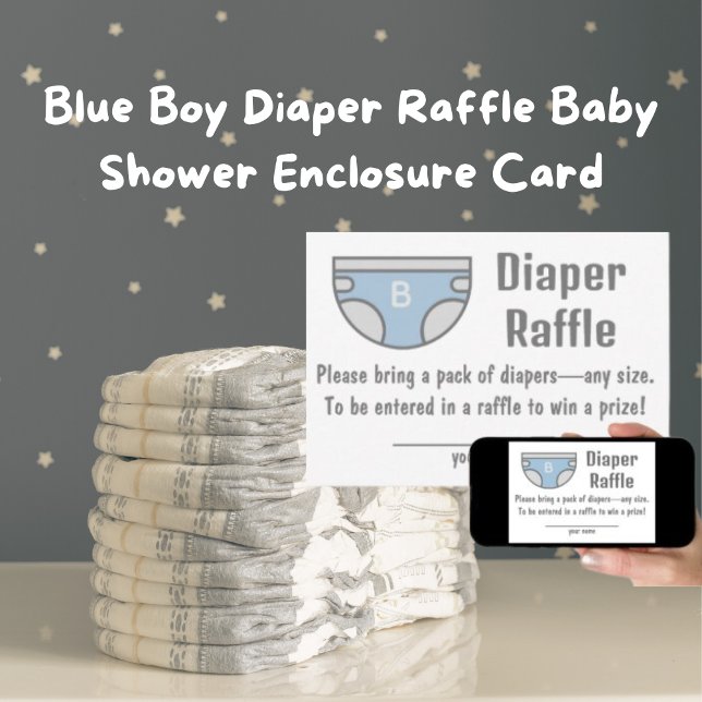 Convites Placa de gabinete do Chá de fraldas Raffle Fralda  (Blue Boy Diaper Raffle Baby Shower Cards)
