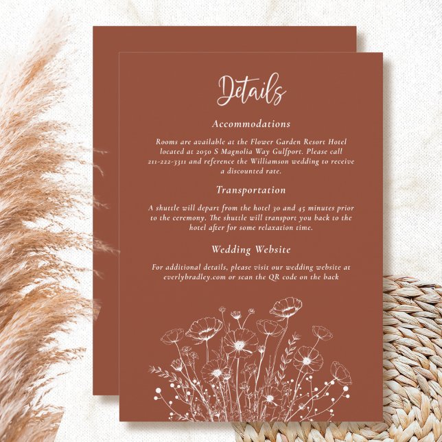 Convites Placa de Gabinete Floral Detalhado do Terracotta W (Criador carregado)