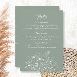 Convites Placa de gabinete Floral Detalhado Verde Sage