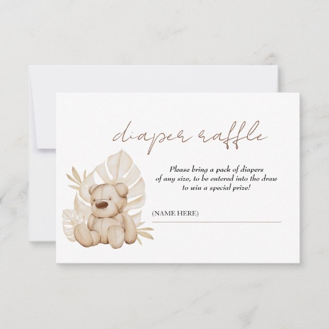 Convites Placa de gabinete Raffle para Fralda do urso de pe (Frente)