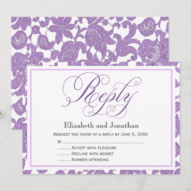 Convites Placa de Gabinete RSVP de Resposta de Script de La (Frente/Verso)