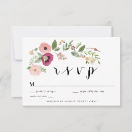 Convites Placa de gabinete RSVP Floral Boho Vintage Pink