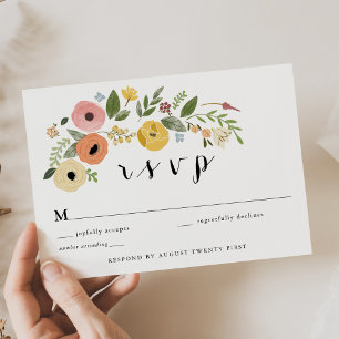 Convites Placa de gabinete RSVP Floral da Bohemian Vintage