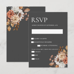 Convites Placa de gabinete RSVP Floral de outono Elegante