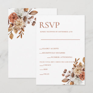 Convites Placa de gabinete RSVP Floral de outono Elegante