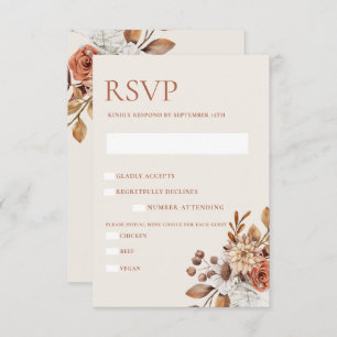 Convites Placa de gabinete RSVP Floral de outono Elegante