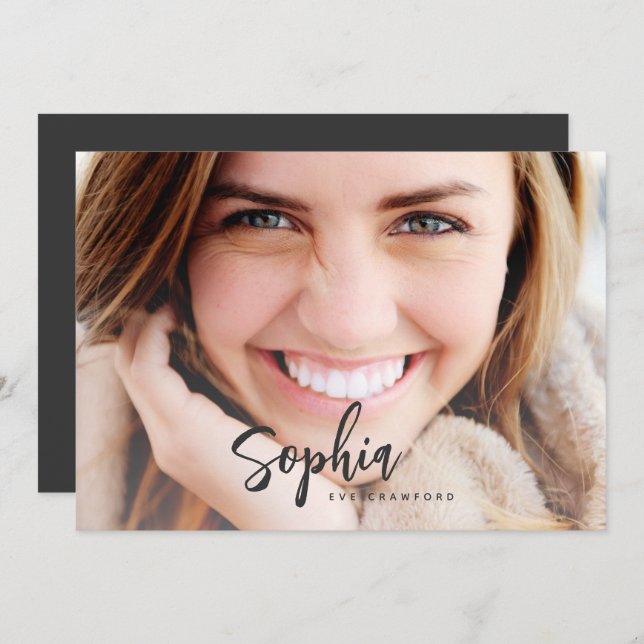 CONVITES PLACA DE GRADUAÇÃO DE NOME DE SCRIPT (Frente/Verso)