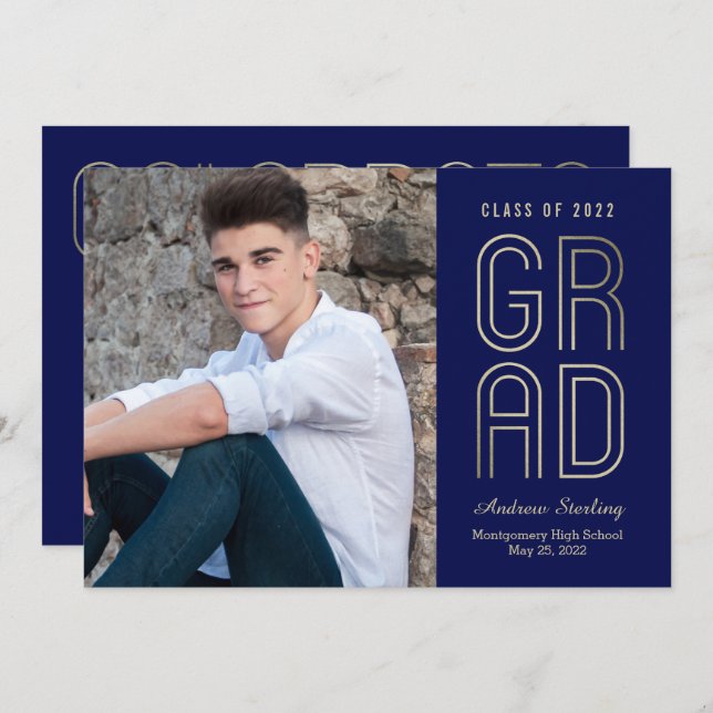 Convites Placa de graduação EDITABLE COLOR Touch of Class (Frente/Verso)