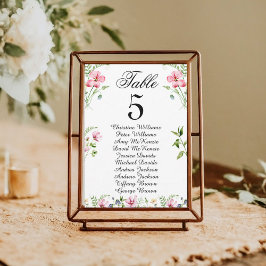 Convites Placa de Gráfico de Casamento de Flores Selvagens 