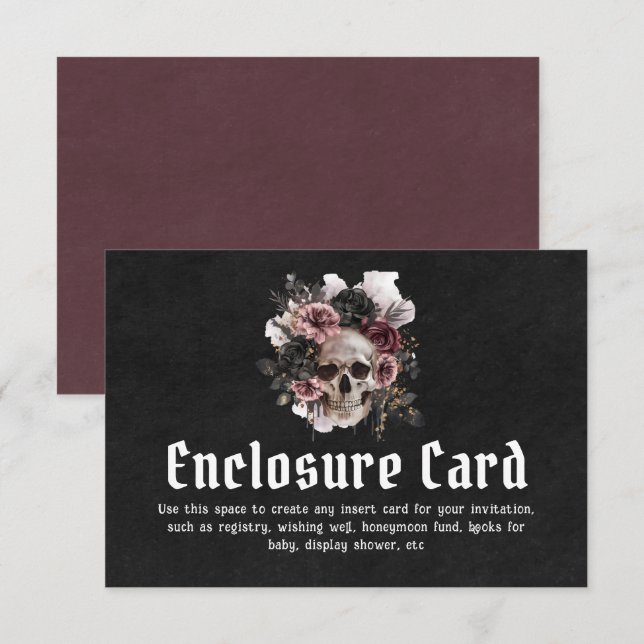 Convites Placa de Invólucro Floral do Halloween Preto Gótic (Frente/Verso)