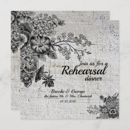 Convites Placa de Janto de ensaio Vintage Black/Cinza Flowe