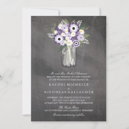 Convites Placa de jardim roxo Mason Jar | Casamento