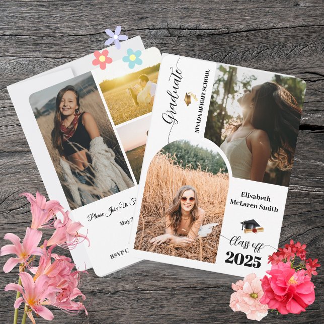 Convites Placa de lançamento do Mais velho 2025 - Graduação (2025 Senior Announcement Card - Minimalist Graduat)