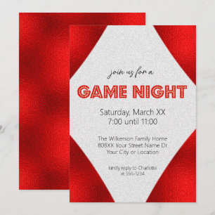 Convites Placa de Letreiro Vermelho Jogo Noturno Festa