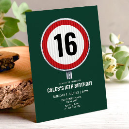 Convites Placa de Limite de Velocidade de 16 Anos - QUALQUE
