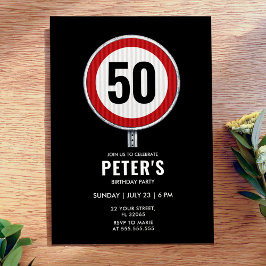 Convites Placa de Limite de Velocidade de 50º Aniversário -