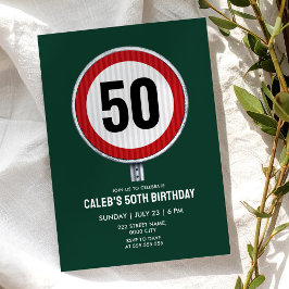 Convites Placa de Limite de Velocidade de 50º Aniversário -