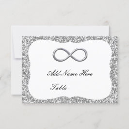 Convites Placa de Local da Mesa Infinita Silver Glitter Sil