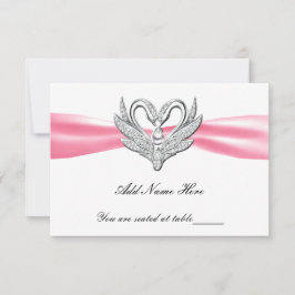 Convites Placa de lugar da Mesa das hastes prateadas rosa