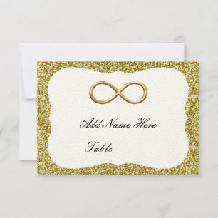 Convites Placa de lugar da Mesa Infinity Dourada Glitter