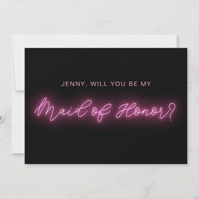 Convites Placa de Madrinha de casamento Clara Negra e Rosa  (Frente)