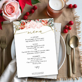 Convites Placa de Menu do casamento no inverno com Forma Fl