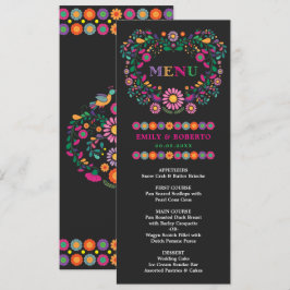 Convites Placa de Menu Fiesta do Padrão Floral Mexicano