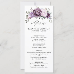 Convites Placa de Menu Floral do Shades de Blooms Puros Dus