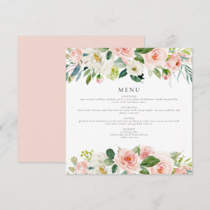 Convites Placa de Menu Jantada Quadrada Floral Cor-de-Rosa-