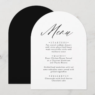 Convites Placa de menu minimalista branca e preto-e-branco