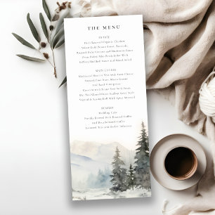 Convites Placa de Menu Paisagem da Montanha de Neve de Inve