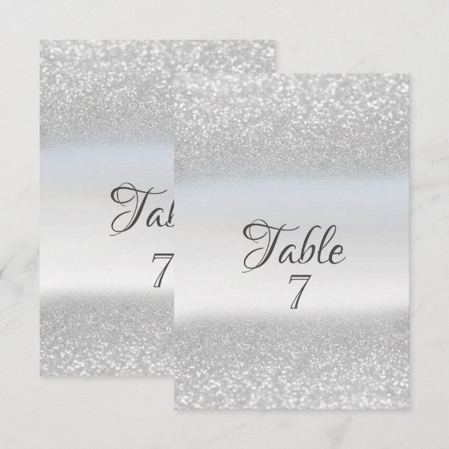 Convites Placa de Mesa de Bokeh Glitter Silver Elegante (Frente/Verso)