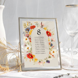 Convites Placa de Mesa de Casamento Floral Rustic Wildflowe