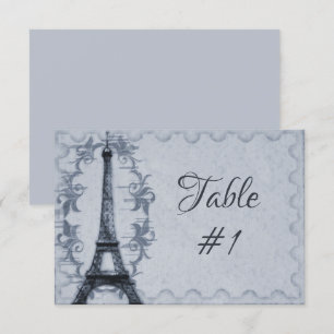 Convites Placa de Mesa de recepção em torre Eiffel azul