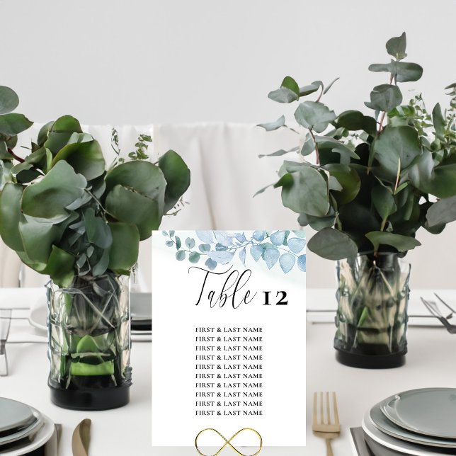 Convites Placa de Mesa Elegante Dusty Eucalyptus (Table Number and Guest Seating List from Dusty Eucalyptus wedding collection)