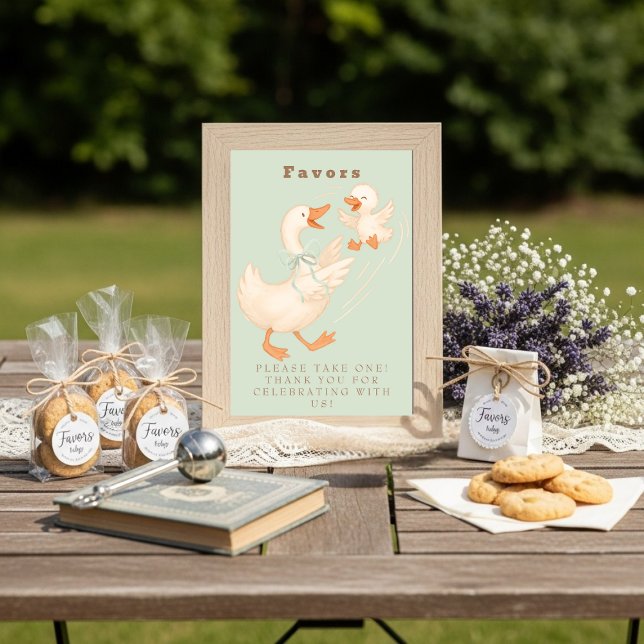 Convites Placa de Mesa Favorita do Ganso Bobo Verde (Green Silly Goose Favor Table Sign )