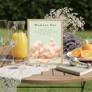 Convites Placa de Mesa Mimosa "Momosa" Um Ganso Bobo Verde